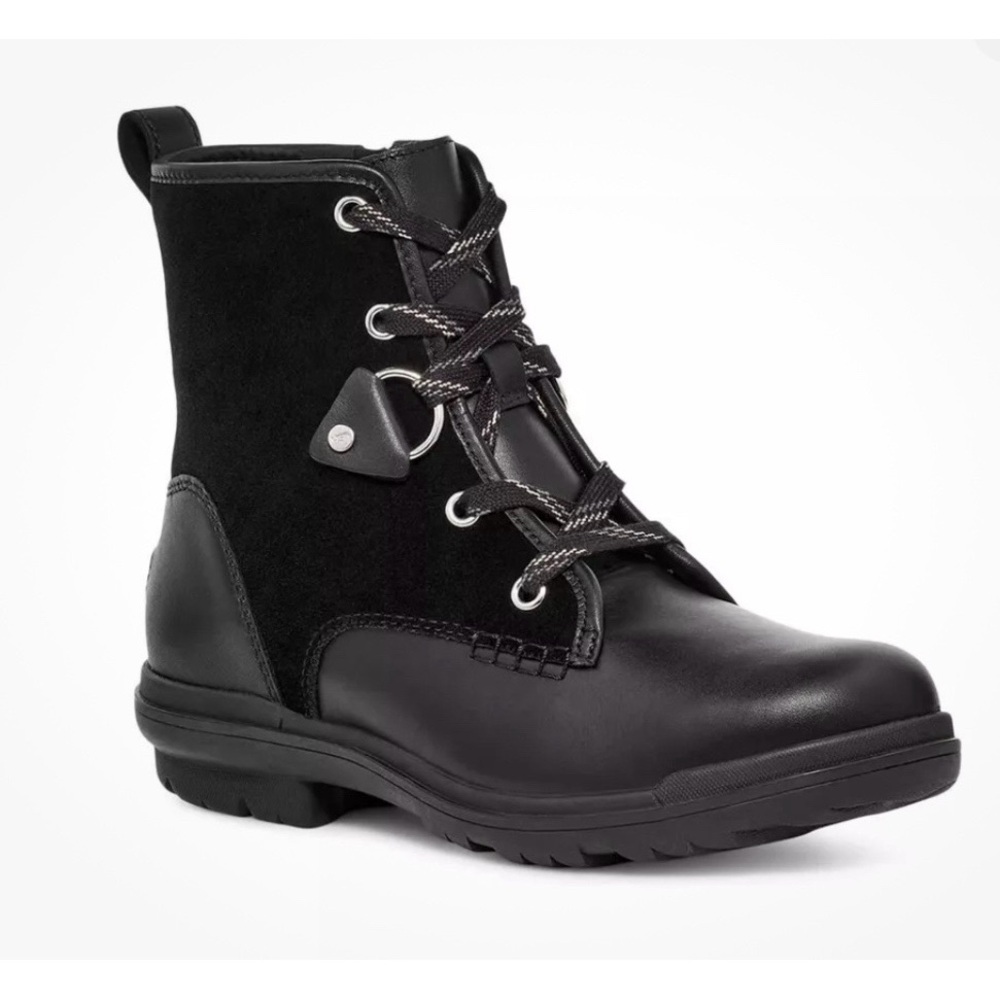 UGG Women's Hapsburg Hiker Black Leather Waterproof Boot NEW